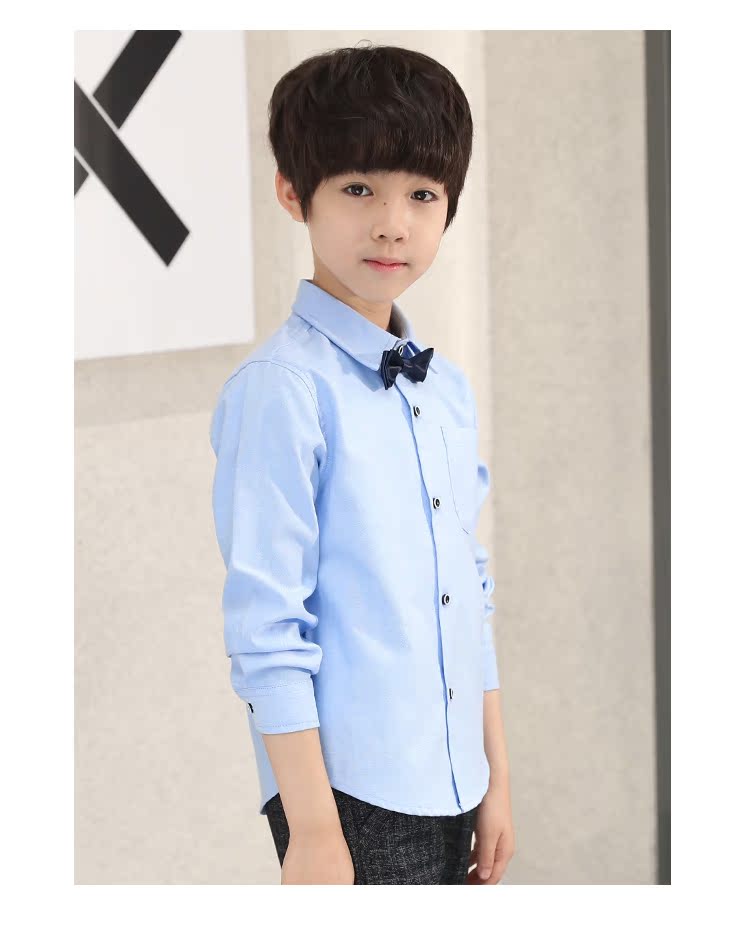 Qiao Mi rabbit quần áo trẻ em bé trai cotton 2018 mùa thu mới áo sơ mi dài tay rộng lớn trẻ em màu sắc hiệu suất áo sơ mi bé trai 7 tuổi