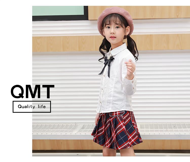 Qiao Mi thỏ quần áo trẻ em nữ áo dài tay cotton trẻ em lớn 2018 mùa thu áo sơ mi trẻ em mới áo sơ mi đáng yêu cho bé gái
