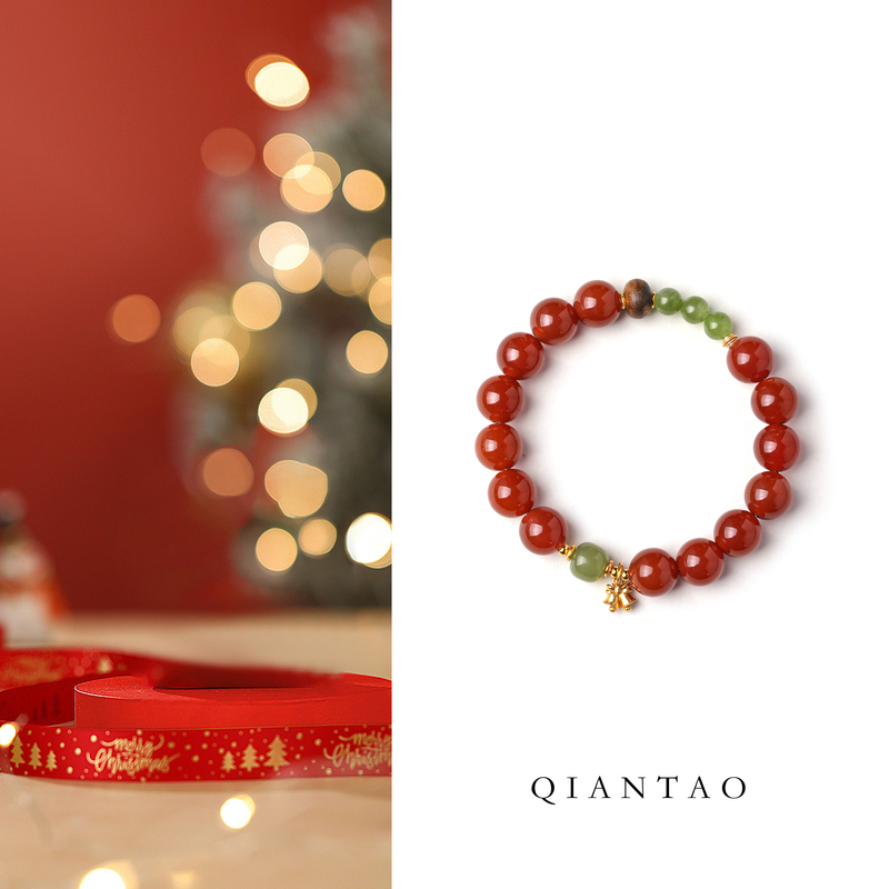 Qiantao「Red Velvet」Original Natural Hetian Jade Red Agate Bracelet Agarwood Zodiac Year Bracelet Gift Qiantao「Red Velvet」Original Natural Hetian Jade Red Agate Bracelet Agarwood Zodiac Year Bracelet Gift