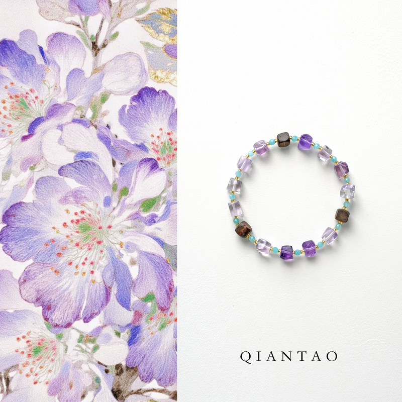 Qiantao「Zitang」Original Natural Amethyst Bracelet Amazonite Agarwood Good Luck Crystal Bracelet Gift Qiantao「Zitang」Original Natural Amethyst Bracelet Amazonite Agarwood Good Luck Crystal Bracelet Gift