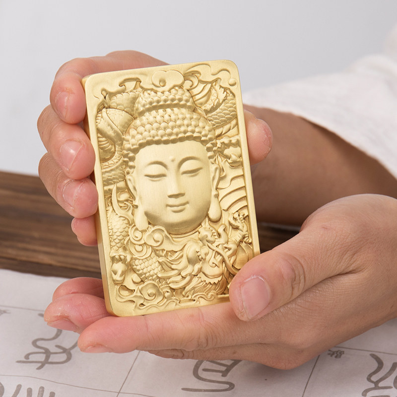 Hundreds Fu Town Ruler Calligraphy Press Ruler Wenfang Press Paper Solid Brass Engraving Town Paper Press Strip Swing Piece High Gear Gift Buddha Statue