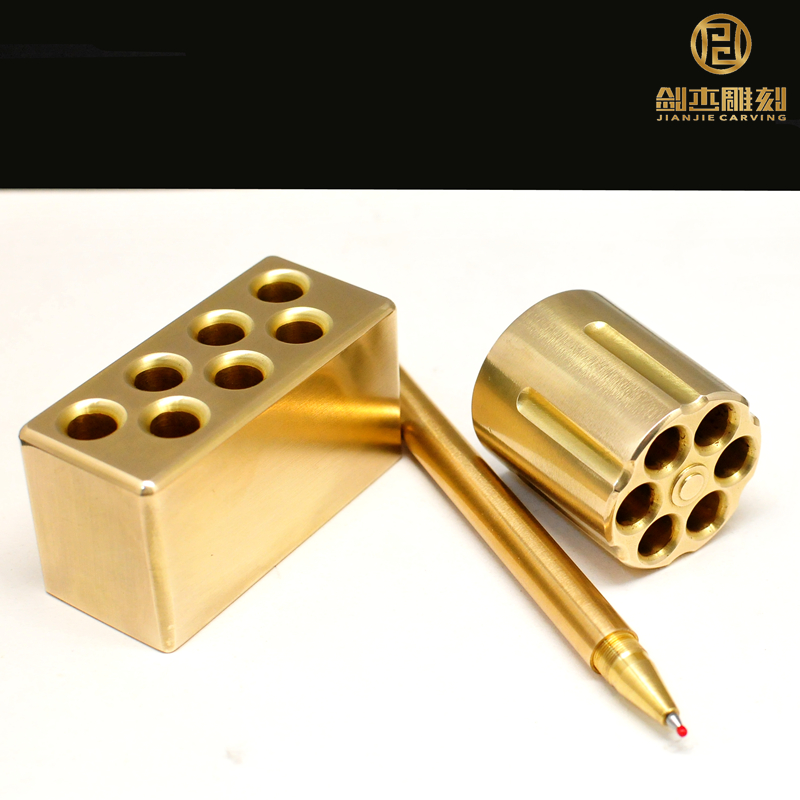 Revolver magazine shape creative brass pen holder pen holder pen holder brass pen storage four treasures paperweight