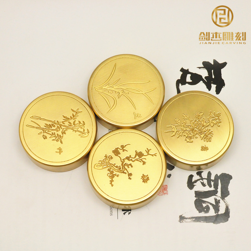 Brass study four-treasure paperweight 