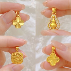 Sand Gold Pendant for Women, Imitation Gold Color Single Pendant Without Chain, Light Luxury Niche High-End Gold-Plated Exquisite Jewelry