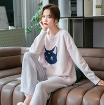 Sandro Vicari2021 autumn and winter new coral fleece plus velvet padded net red can wear home clothing suit