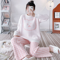 Sandro Winter Vicari2021 Coral Fleece Small Clear Net Red Bear Suit Home Wear Two-Piece Set