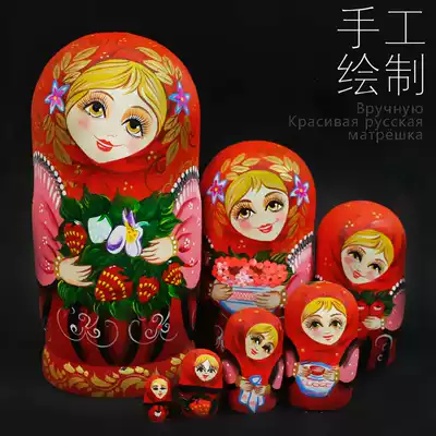 Features Russian doll 7-layer wooden hand-painted craft couple classmates creative birthday commemorative Chinese style gift