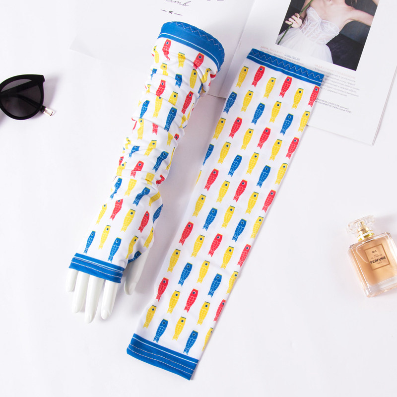 Elegant Wind Ins 100 Lapped Ice Sunscreen Women's Armchair Cuff Sleeve Ice Mitt Gloves Drive Summer Thin Anti UV