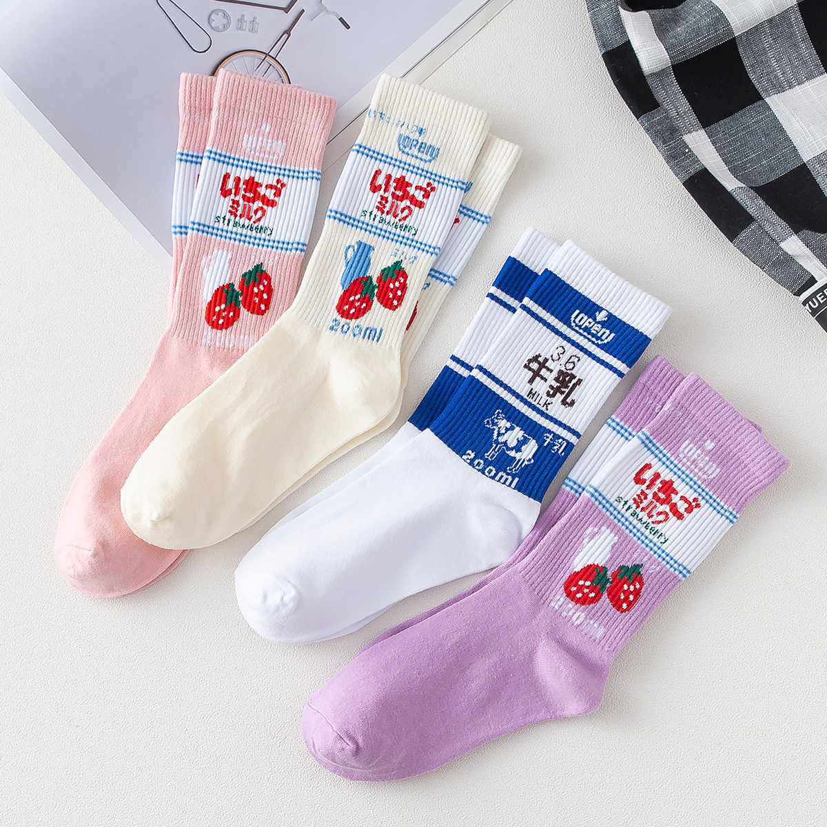 Socks Children Korean version College Wind Silo Socks Original Juku Ulzzang Strawberry Socks Day Department Cute 100 Hitch Surge Socks