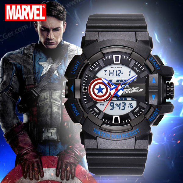 Disney 迪士尼 漫威美国队长 双显大童手表 天猫优惠券折后￥118包邮（￥138-20）3款可选