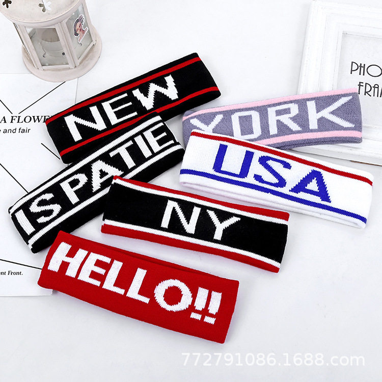 Children's sports hairband hip-hop hip-hop sweat-absorbing boys and girls headband wash face turban yoga knitted headband drum