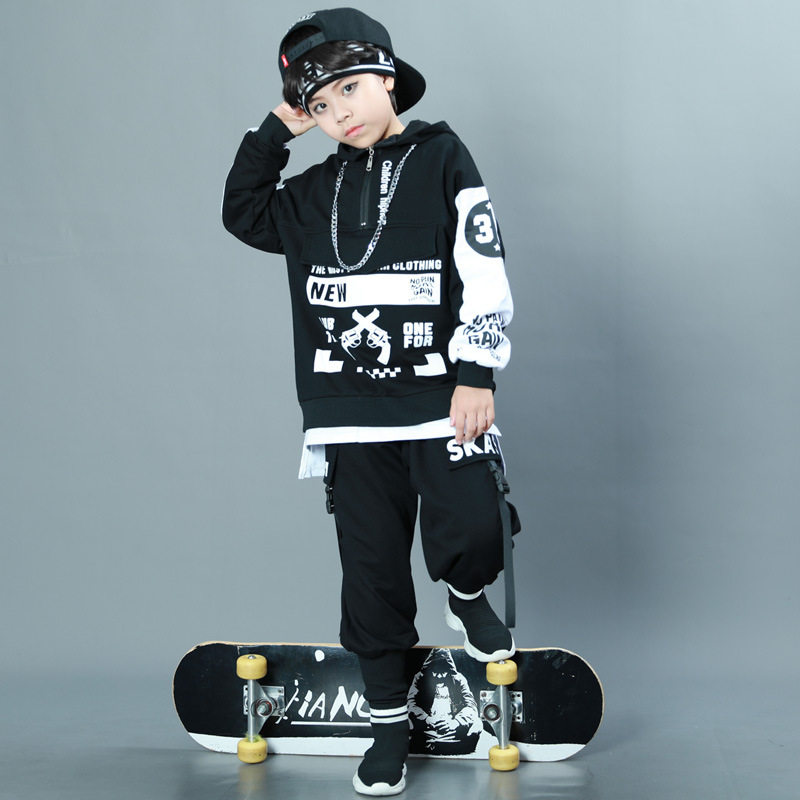 Trendy Boys Hip Hop Street Dance Clothes Girls Autumn Personality Sports Suit Children Jazz Drum Catwalk Costumes