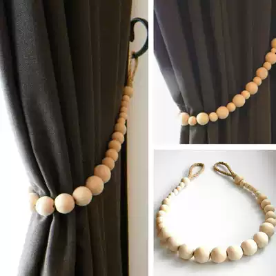 Curtain strap decorative accessories Curtain strap Solid wood beaded strap A pair of curtain buckles Home decoration accessories