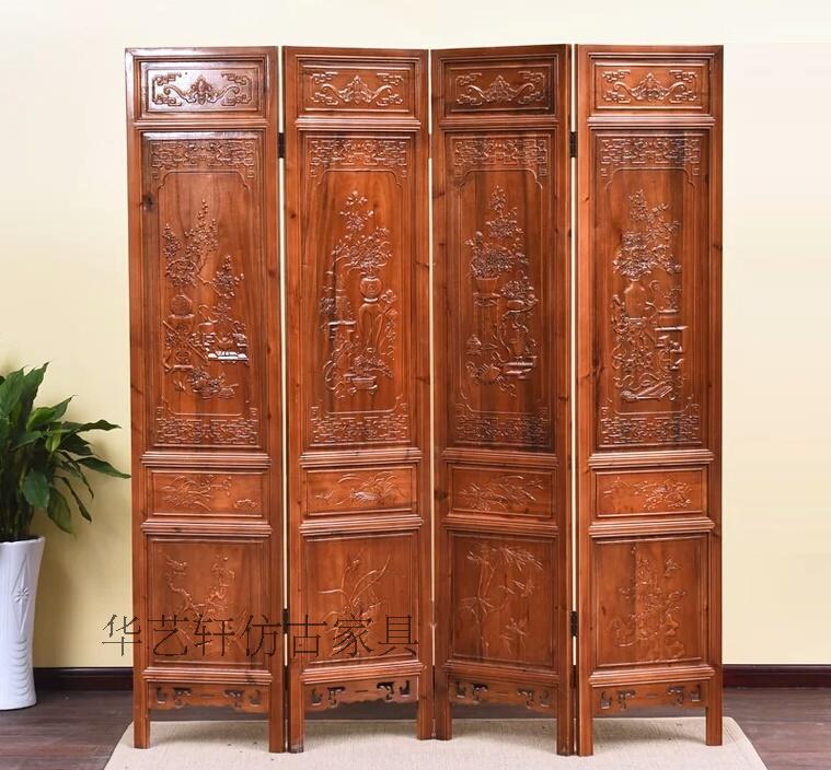 Ming và Qing đồ nội thất cổ Trung Quốc cổ điển rắn gỗ chạm khắc màn hình gấp màn hình màn hình ghế treo màn hình cửa gỗ cửa sổ lưới