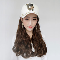 Little fox spring and winter new cap baseball cap wig removal section large wavy long straight hair water ripple wool roll