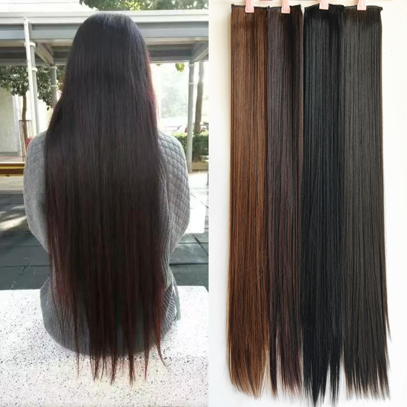 Thickened, Widened and Lengthened Hair Extensions with 2 Clips, Straight Hair Extensions, 80Cm-90Cm Long, Matte Silk Three-Piece Set for Women Thickened, Widened and Lengthened Hair Extensions with 2 Clips, Straight Hair Extensions, 80Cm-90Cm Long, Matte Silk Three-Piece Set for Women