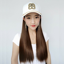 Summer double S diamond standard baseball cap wig detachable cap straight hair Air wave water ripple wool roll corn hot