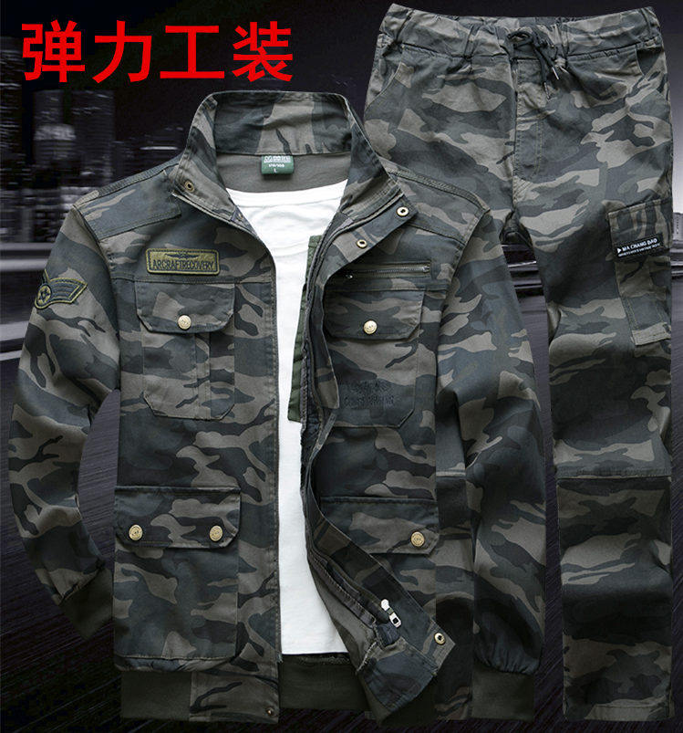 Cotton overalls men's long sleeves wear resistant welding overalls set auto repair labor protection clothes machine repair site men's wear