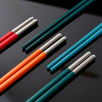 Japan-style Home Alloy chopsticks Colour anti-slip and mildew chopsticks One-colour Dining Cutlery Heat Resistant Chopsticks 5 Double