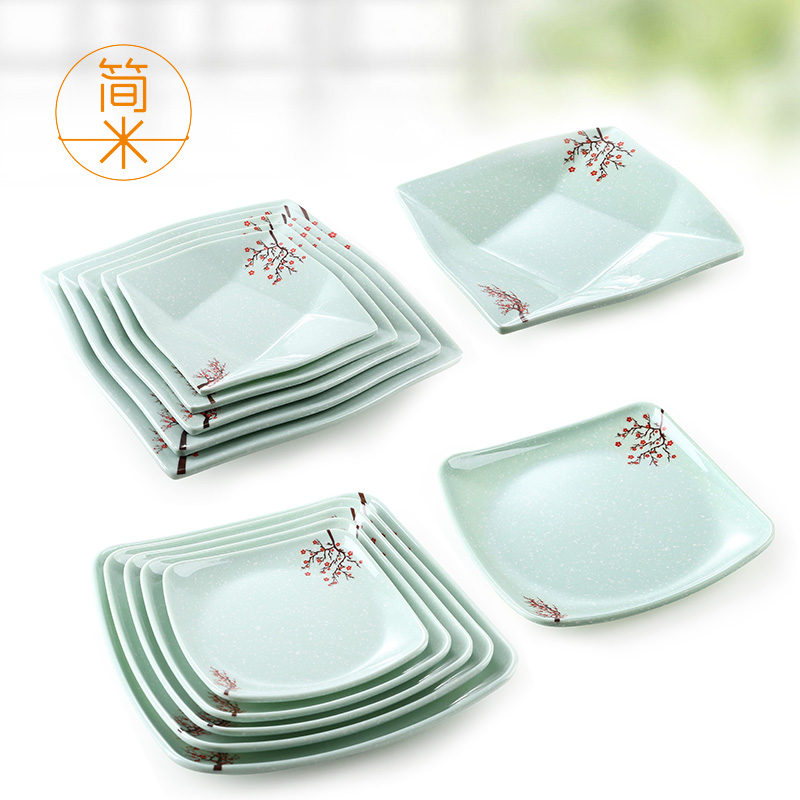 A5 Imitation Porcelain Square Dinner Plate Teething Plate Dining Room Restaurant Fast Food Pan Cover Rice Pan Meiid Commercial Flat Tray Cutlery