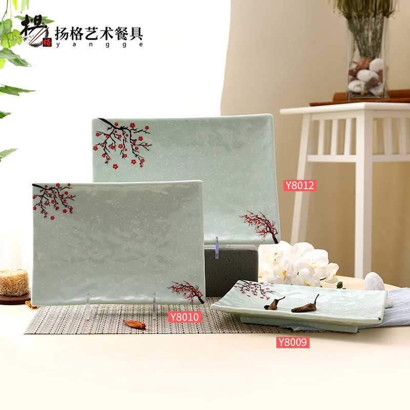 Younger plastic melamine imitation porcelain long plate Japanese and Korean style Korean sushi meat slices sashimi plate hot pot tableware plate