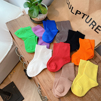 Hu Dadao childrens solid color Korean socks cotton Joker Korean socks Spring and Autumn Tide