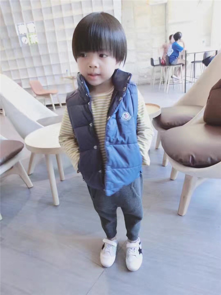 Hu Dafang Winter Down Cotton vest vừa và nhỏ cho trẻ em màu rắn cổ điển M dày mùa thu và mùa đông cotton quần áo vest cotton quần áo bé trai