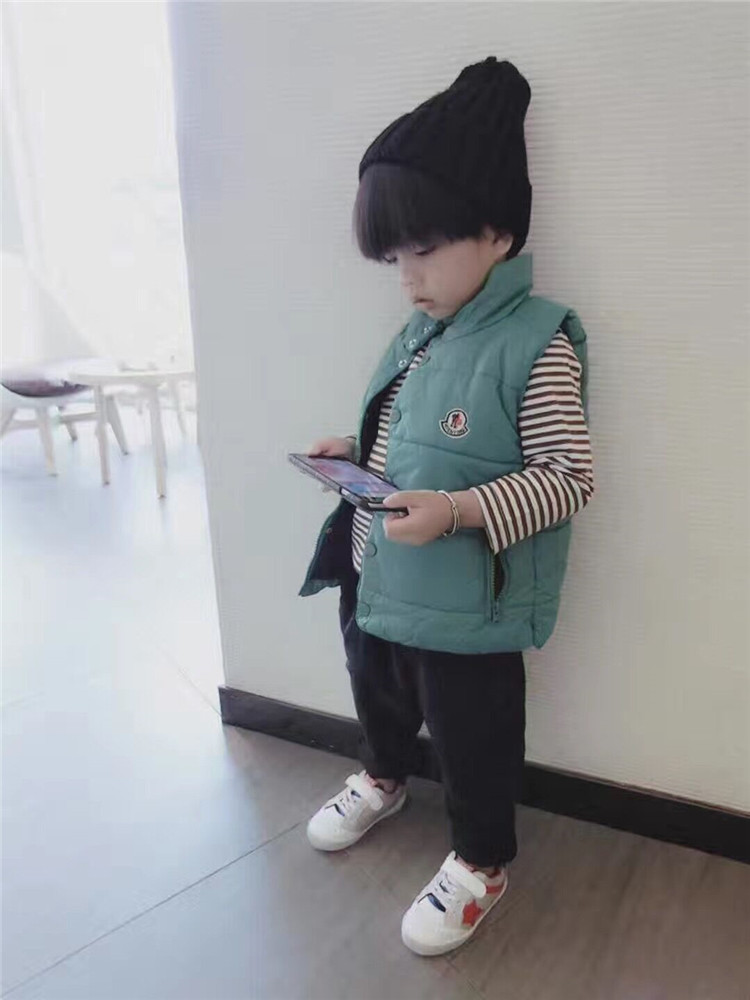 Hu Dafang Winter Down Cotton vest vừa và nhỏ cho trẻ em màu rắn cổ điển M dày mùa thu và mùa đông cotton quần áo vest cotton quần áo bé trai