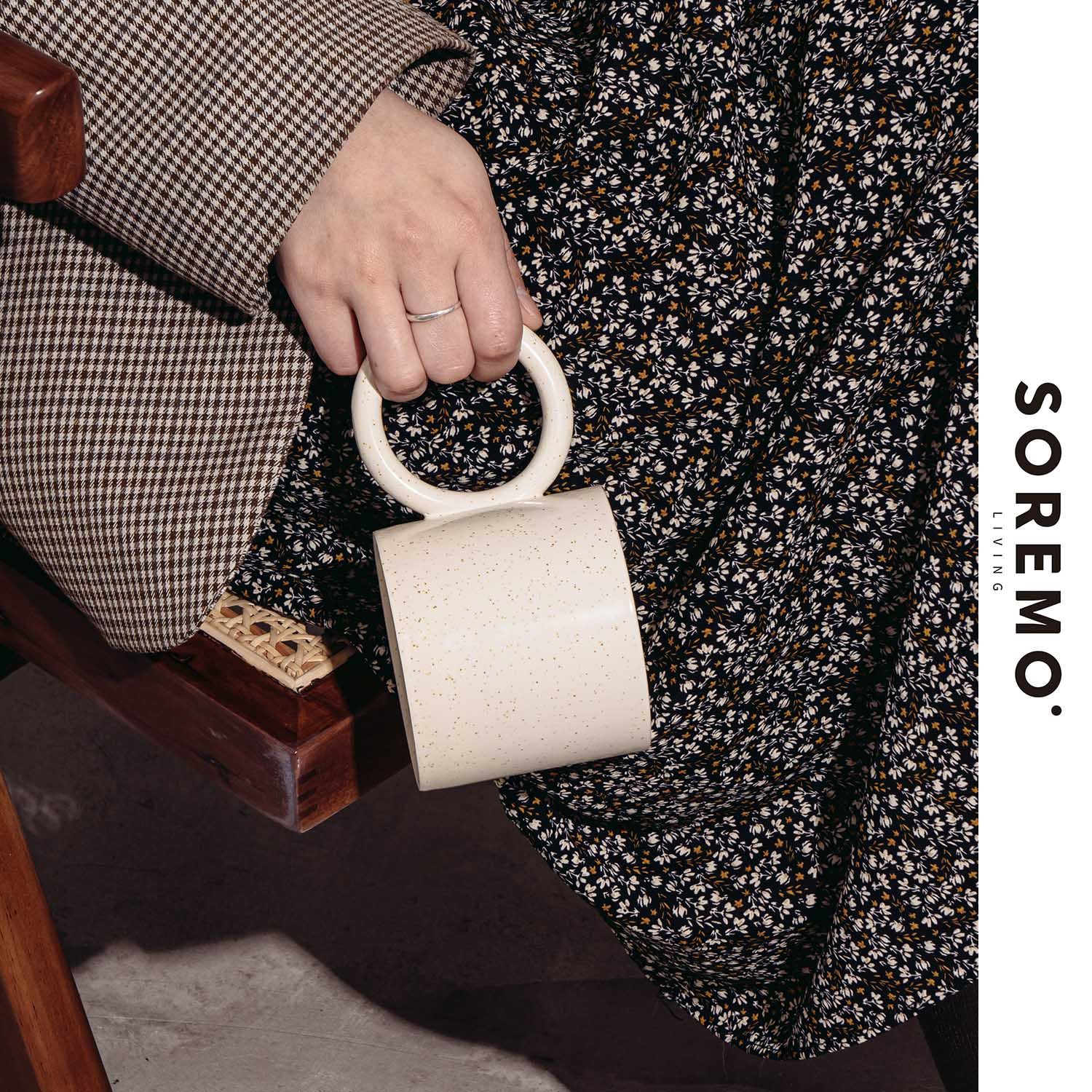 SOREMO Cream Cirque ceramic Mark Cup Sesame Dot Coffee Ins Wind Creativity Geometric Small Crowdbirthday Present