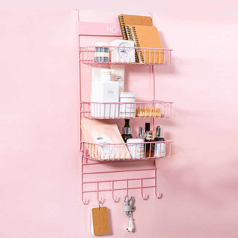 College Student Dorm Dorm Room Theorist Table Edge Iron Art Multilayer Shelving Art Minimalist Wardrobe Side Hanging