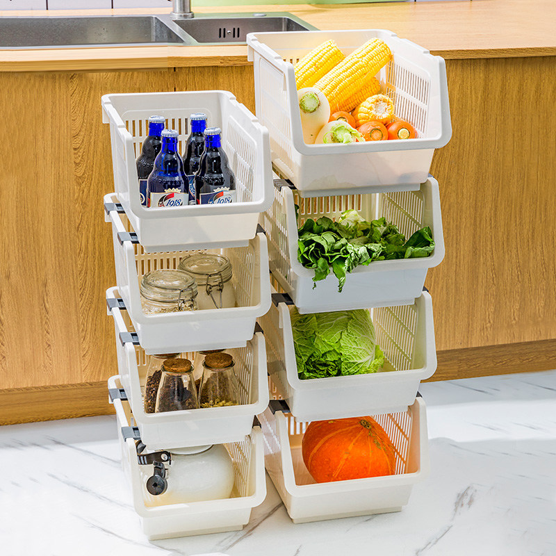 Kitchen shelf multi-layer overlay vegetable collection frame landing fruit basket to finish the basket household collection basket