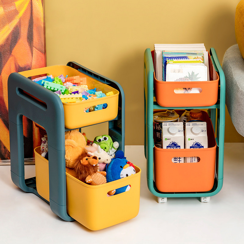 Children's toy storage box drawer type household pulley finishing box snack storage basket cart rack artifact