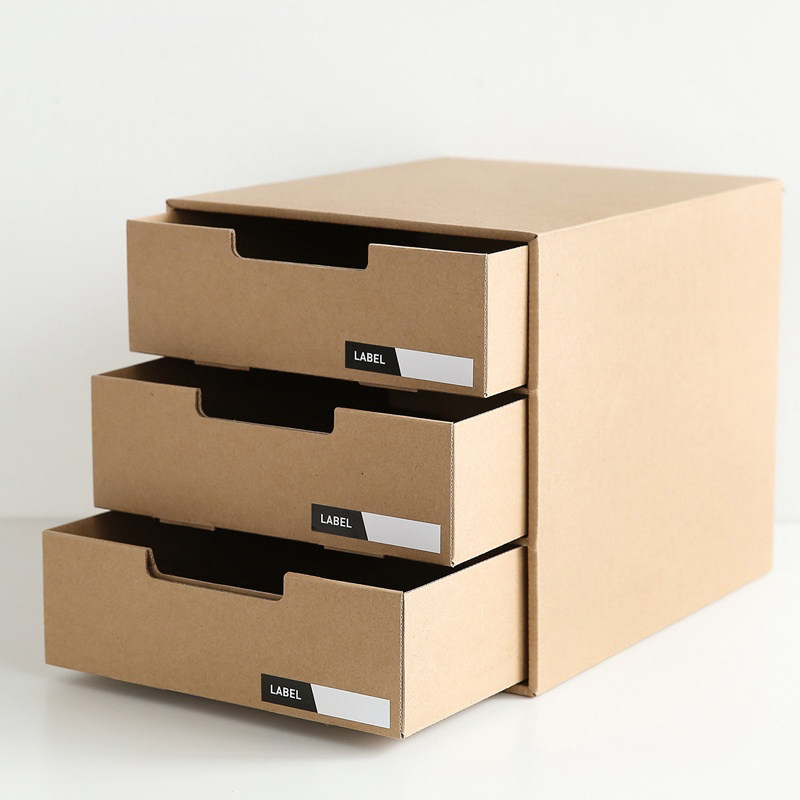 Kraft paper storage box desktop drawer type finishing box office folder storage box paper multi-layer storage