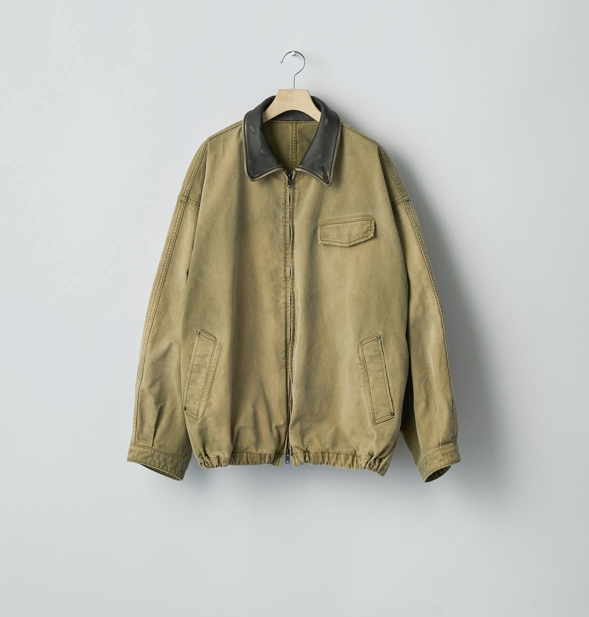 代购】SSSTEIN 25aw Vintage zip jacket 硫化染色皮领工装夹克