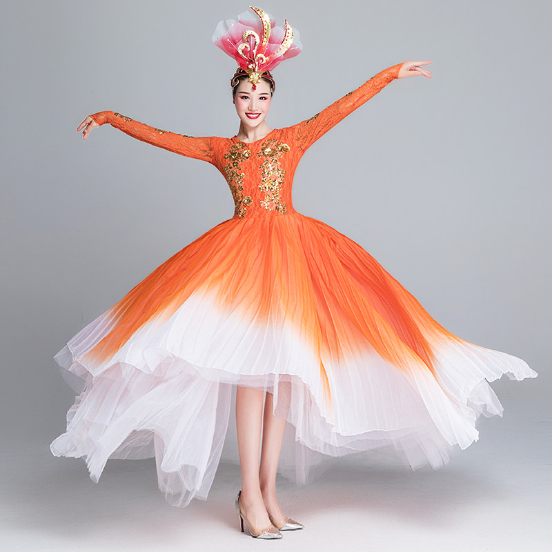 Opening dance big swing skirt performance costume square dance new atmosphere party classical dance skirt adult modern dance costume