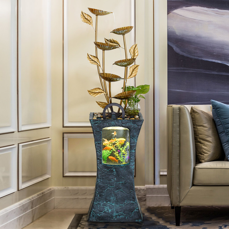 Modern Iron Art Flowing Water Fountain Fish Tank Water View Living Room Hotel Opening New House Decoration Feng Shui Lucky Gift Ornament