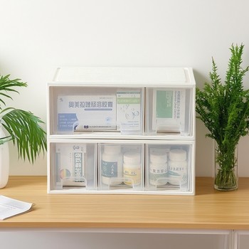 Medicine box storage box divided into two-layer first aid box student dormitory epidemic prevention storage rack classification and sorting box desktop home