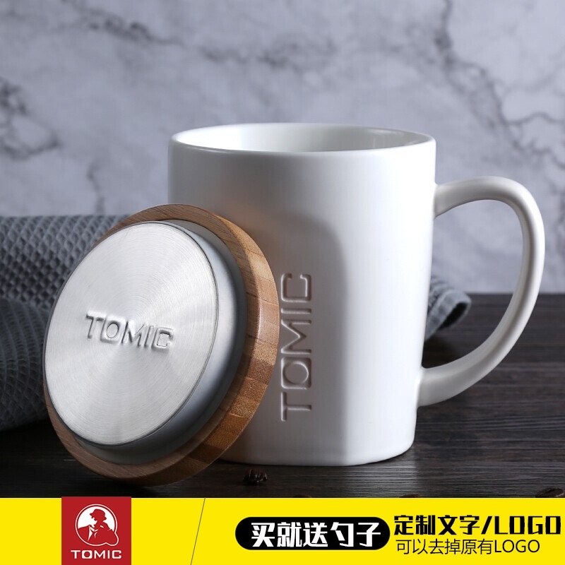 TOMIC special engraved mug ceramic cup coffee water cup with bamboo lid spoon office couple custom lettering
