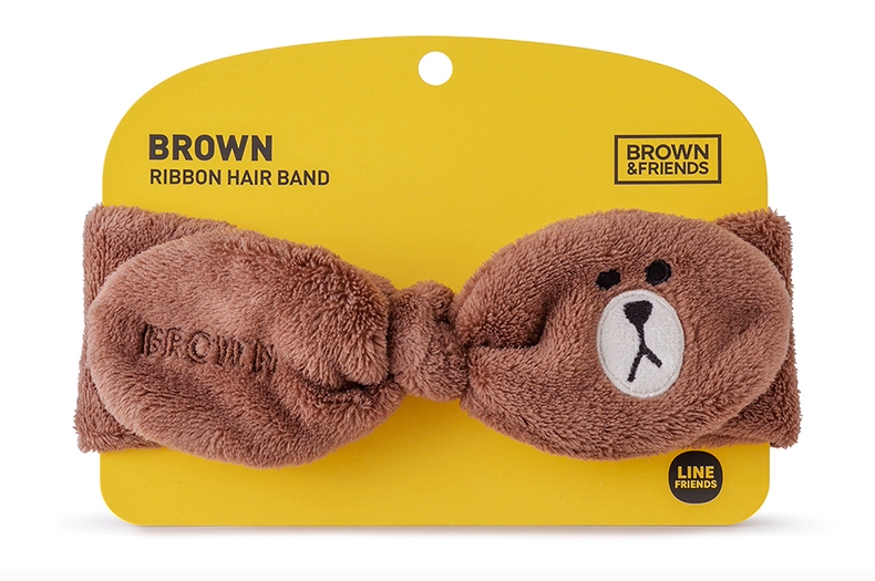 LINE FRIENDS Brown Bear Ribbon Headband Anime Anime Xung quanh Cô gái dễ thương Phụ kiện tóc Phụ kiện - Carton / Hoạt hình liên quan