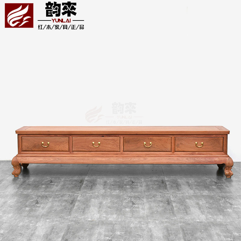 Rhyme to Chinese imitation ancient Myanmar flower pears vegetarian noodles TV cabinet Living room storage TV cabinet Redwood furniture modern
