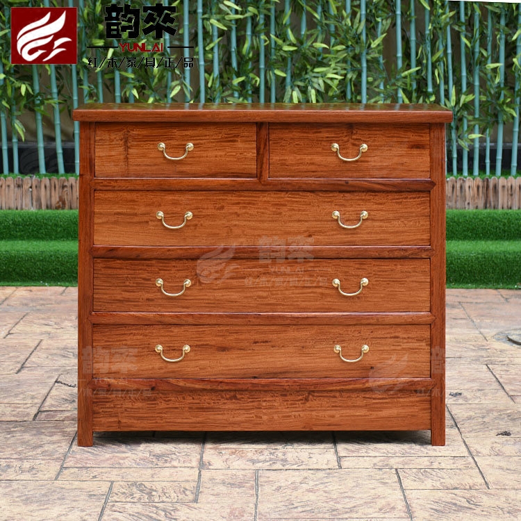 Burmese rosewood full single board tiger skin pattern chest of drawers storage locker mahogany collection top grade big fruit red sandalwood