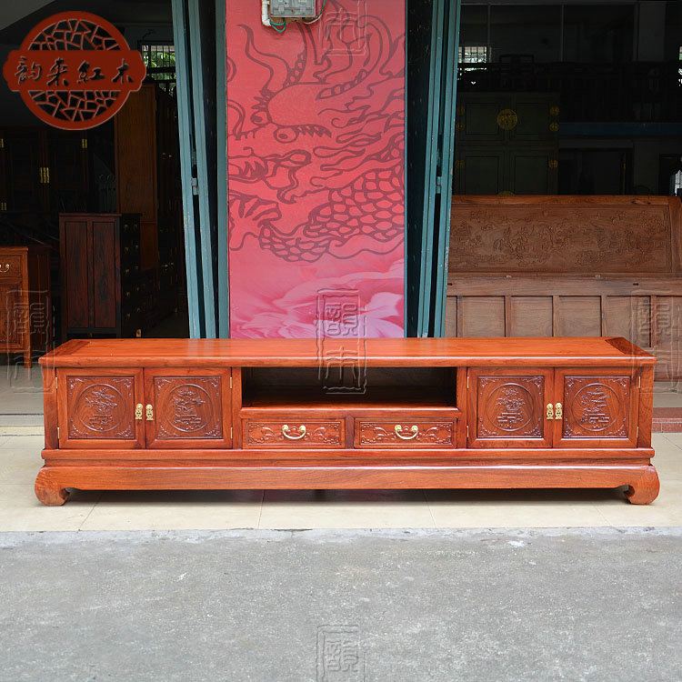 Rhyme Come to Myanmar flowers pears 2 m 2 Carved Flowers TV Cabinet Single-Plate Lockers Solid Wood Imitation Ancient Video Cabinet Ex-gratia 