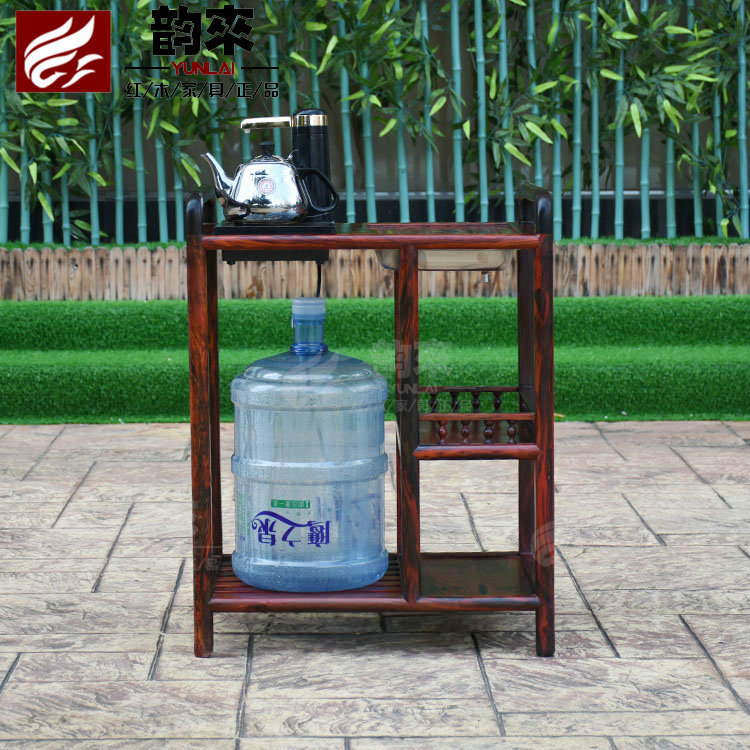 Laos big red sour branch tea cabinet solid wood living room small coffee table side cabinet antique tea cart Chinese drinking water side cabinet