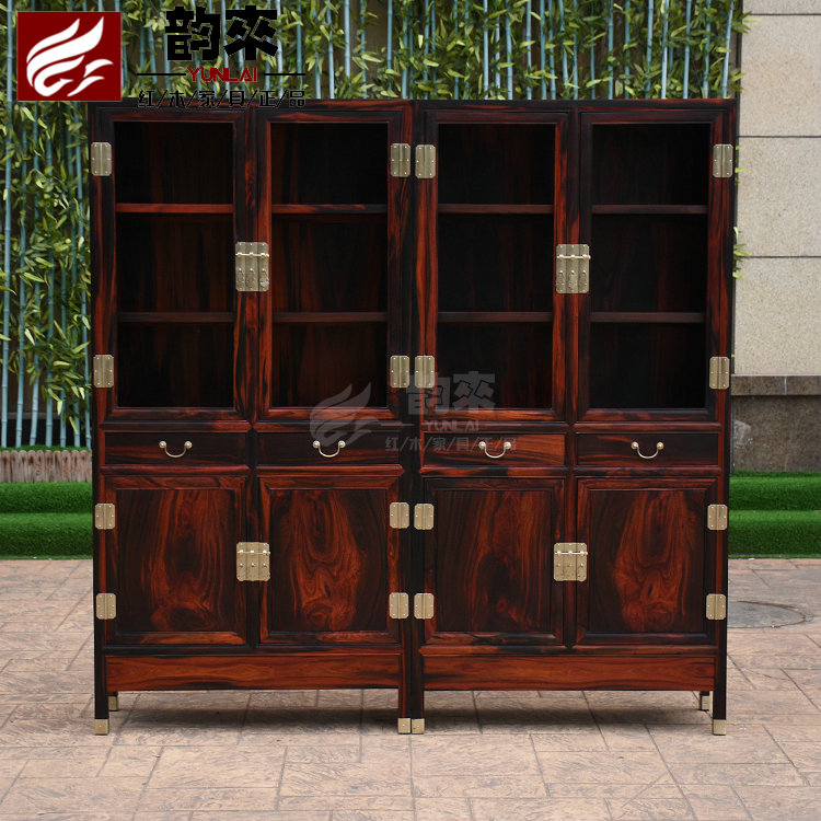 Boutique Laos Big Red Acid Branches Single Board Bookcase Cabinet Composition Brief red wood Bookshelf solid wood furniture Toe Yellow Sandalwood Antique 