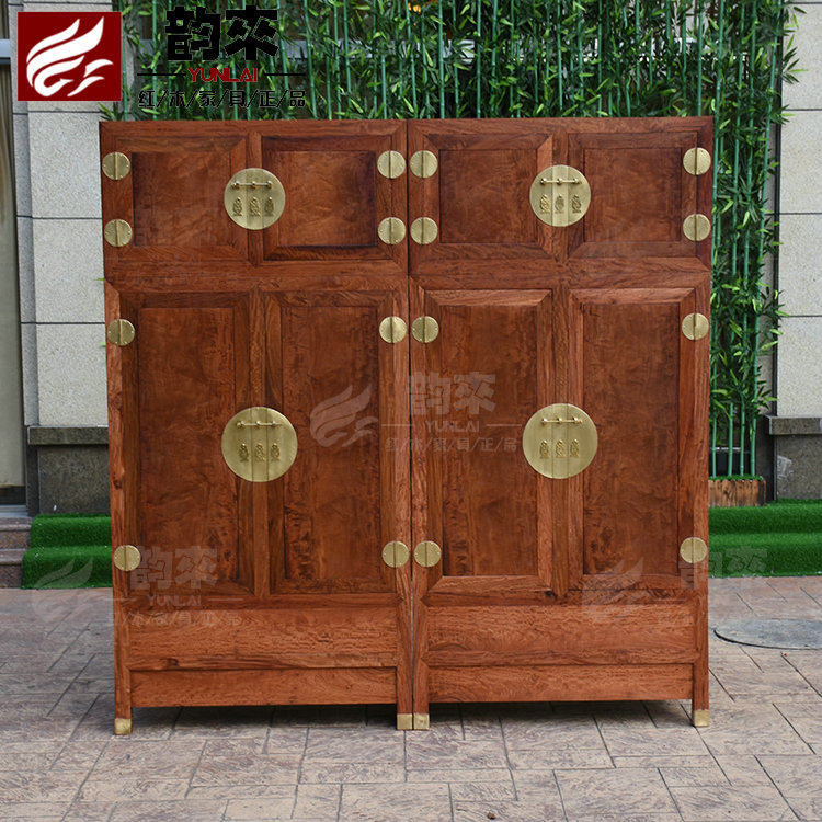 Myanmar Flowers Pear Wood BEAUTIFUL GRAIN FOUR-DOOR VEGETARIAN FACE TOP BOX CABINET SOLID WOOD WARDROBE CONTAINING CABINET WITH DARK CASE BIG FRUIT PURPLE SANDALWOOD