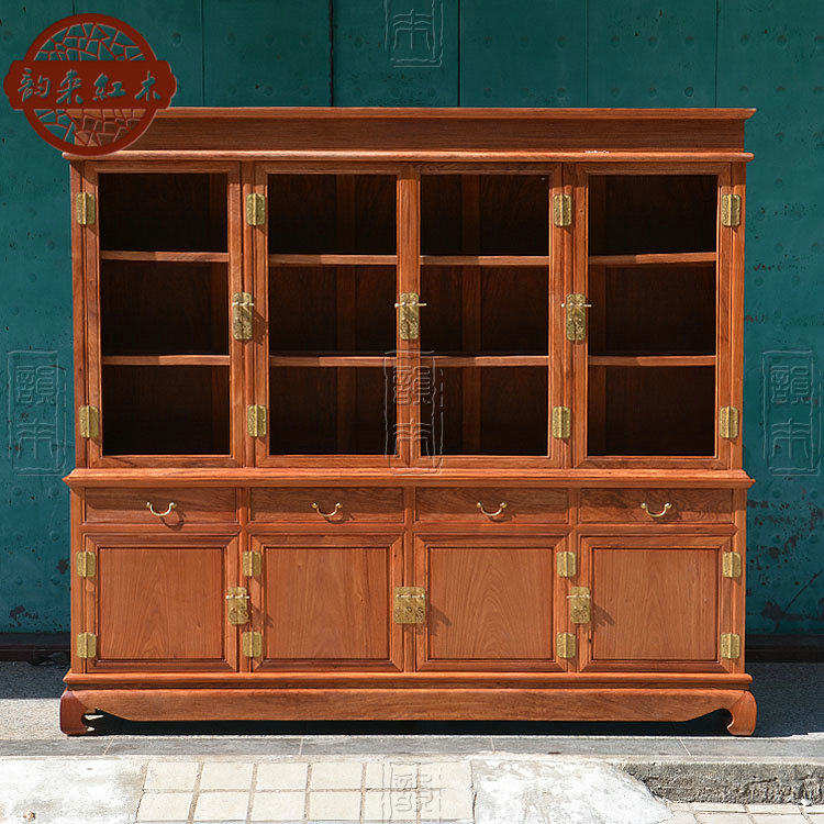 Burmese Pear Vegetarian Noodle Bookcase Wine Cabinet Containing Cabinet Containing Cabinet Solid Wood Red Wood Chinese Living Room Furniture Antique