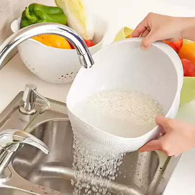 Japan SP SAUCE kitchen rice basket plastic large rice basket washing rice basket washing basket fruit vegetable drain basket