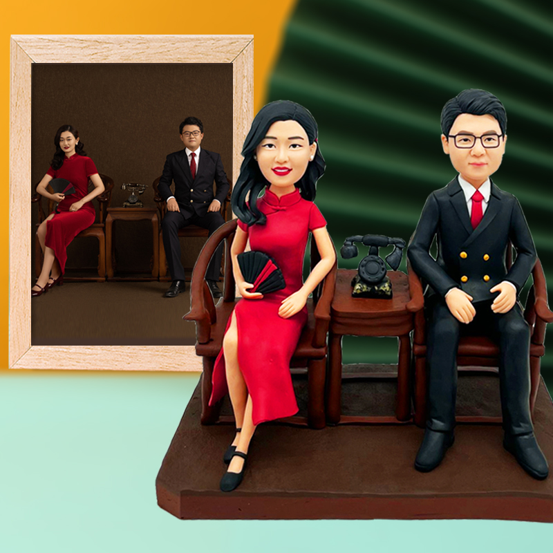 Knee-man live-action like custom Q version Tao clay figurman Puppet clay figurized doll photo paparazzi wedding handmade gift-Taobao