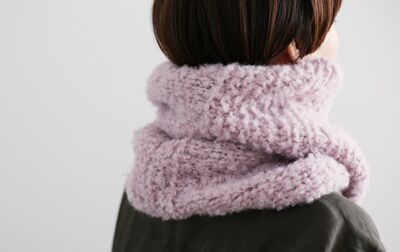 Illustration of Aizan Material Package Yokota Loop Velvet Scarf Neck Cover, Japanese wool alpaca