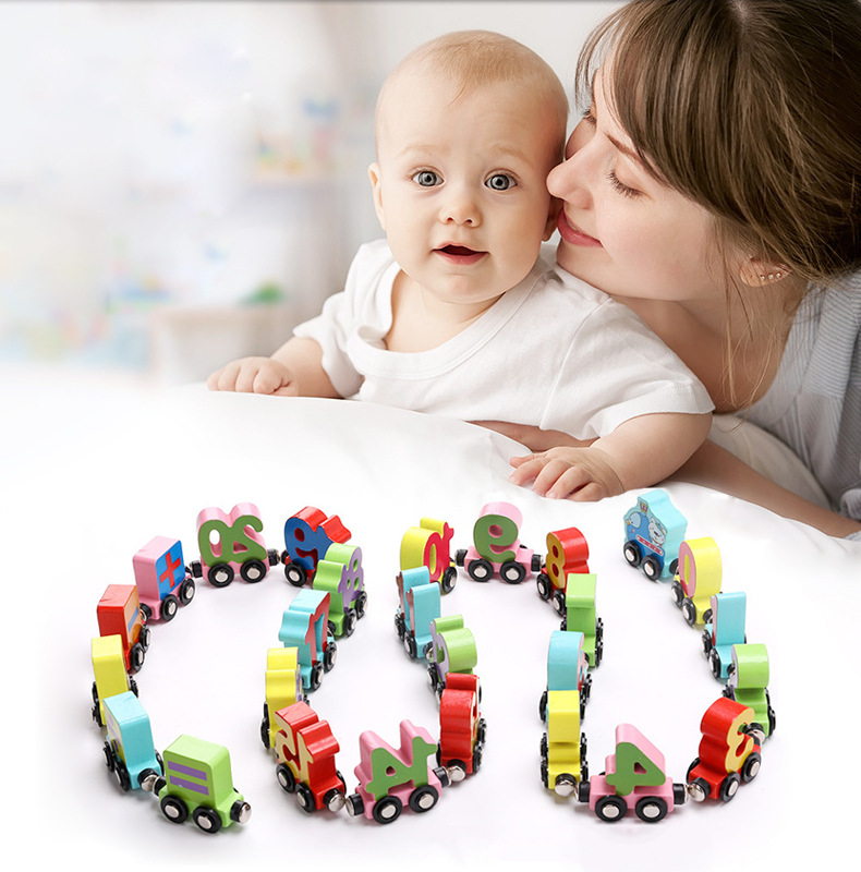 Magnetic Small Train Digital Building Blocks Multifunction Toys Children's Intellect Action Brain Assembly Female Boy 2 1-3 two-year-old